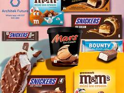Mars, Bounty, Twix, Snickers, M&M’s