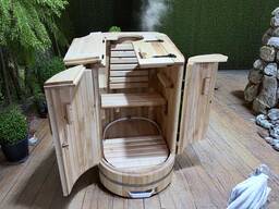 Mini sauna Linden, phito barrel sauna with steam generator, home sauna cabins, outdoor